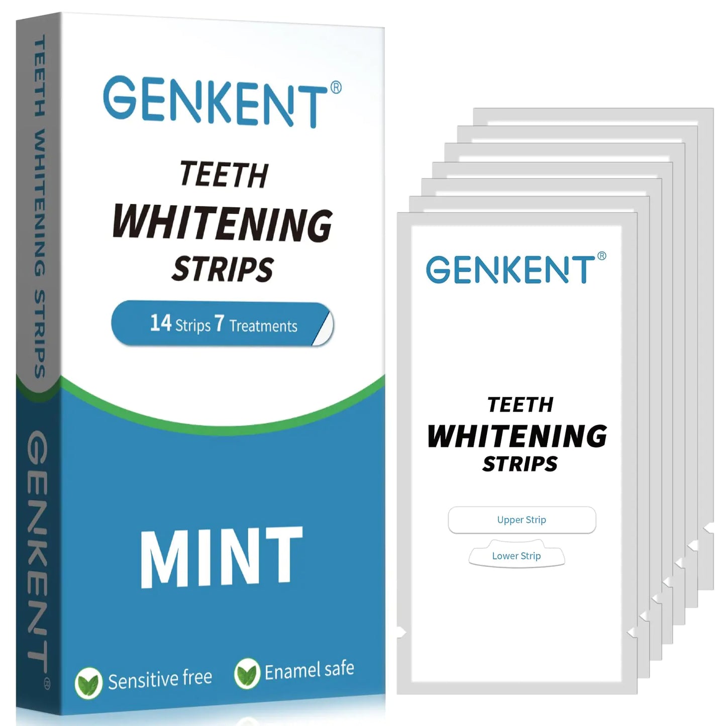 GENKENT Teeth Whitening Strips – 7 Treatments | Mint | Enamel-Safe | For Sensitive Teeth