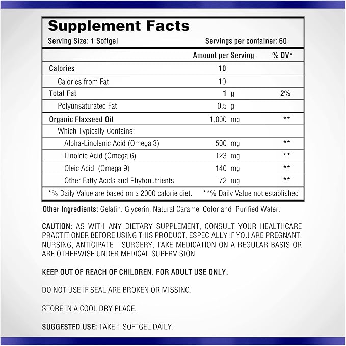 Supplement facts label for a product with nutritional information and usage instructions.