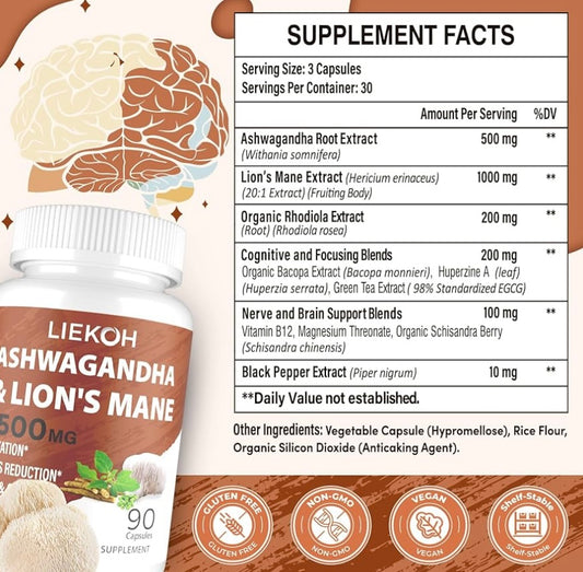 Ashwagandha & Lions Mane - Stress Relief & Mental Clarity