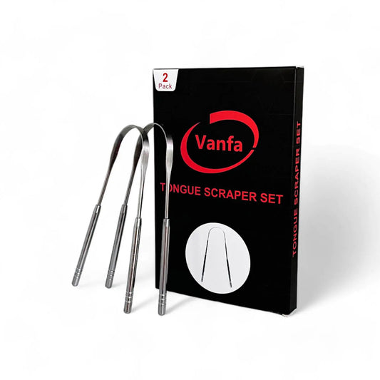 Vanfa Tongue Scraper Set (2-Pack) – Stainless Steel with Protective Cases  Fresh Breath & Oral Care